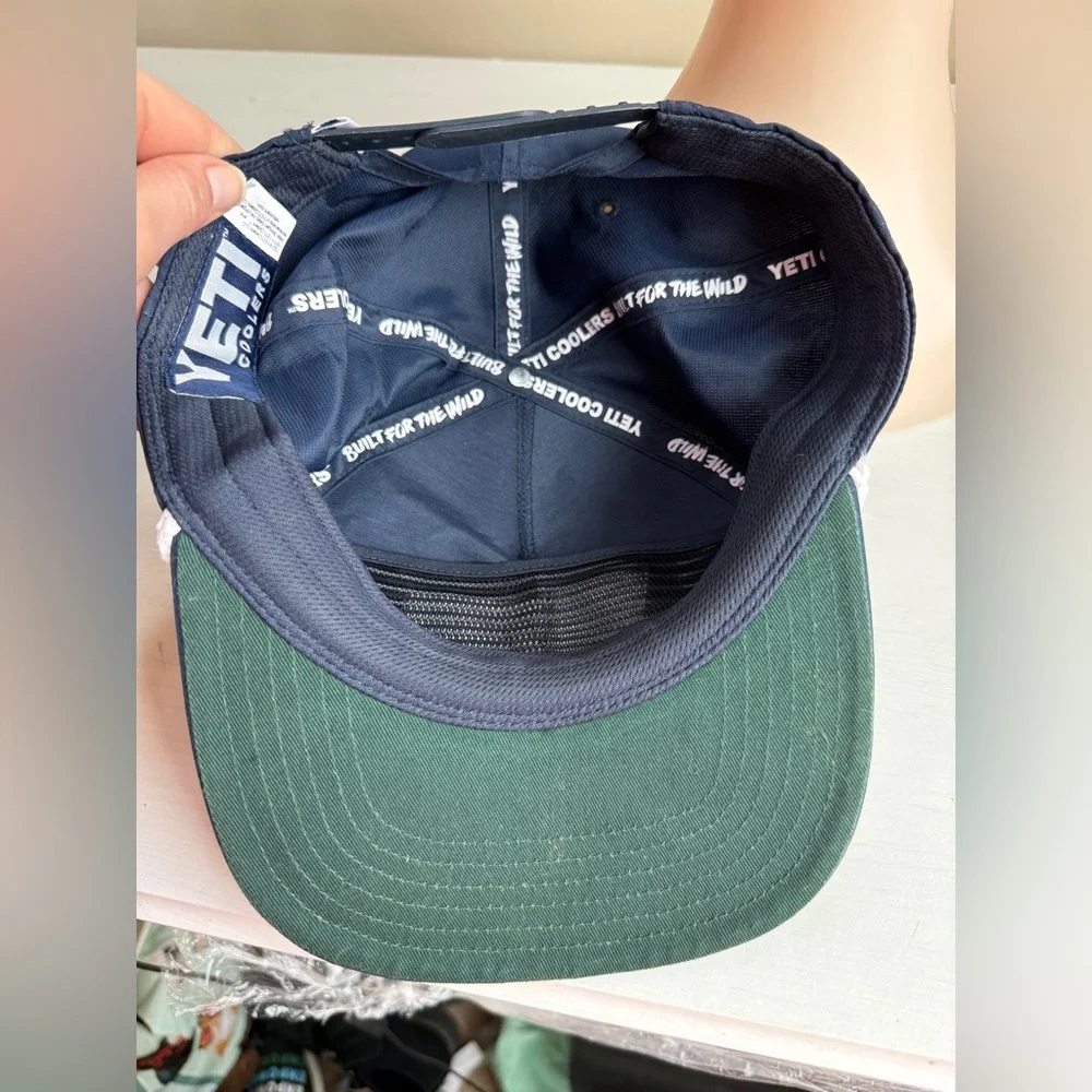 Yeti Coolers Rope Hat Mid Pro Flat Brim Snap Back Dad Hat Recycled Blue White